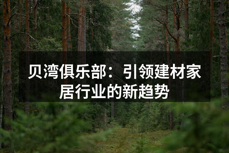 贝湾俱乐部：引领建材家居行业的新趋势